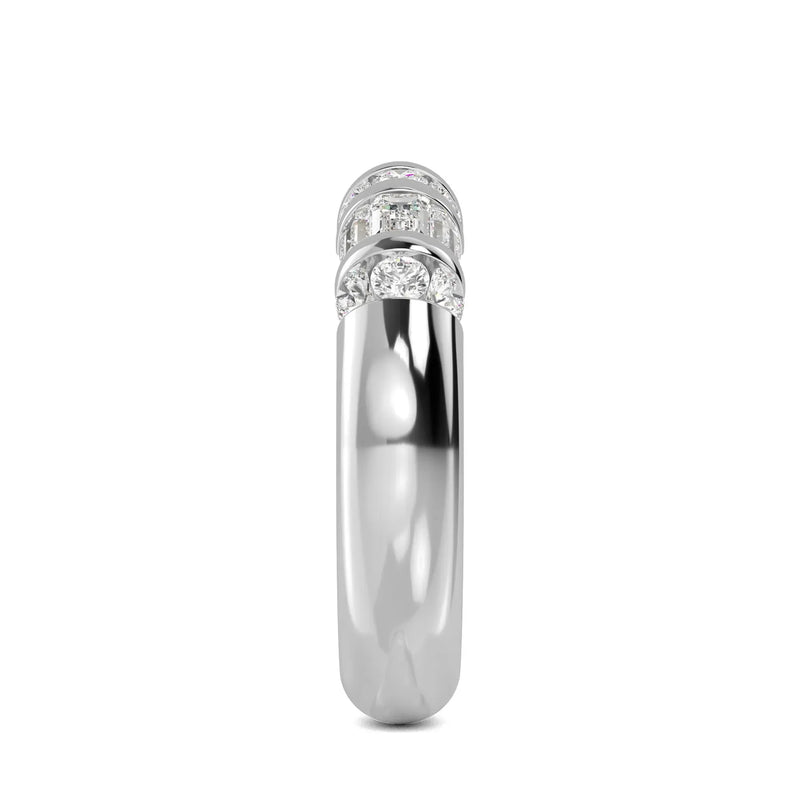 18K Solid Gold 0.86ct Channel Set Round-Baguette Lab Grown Diamond Wedding Band - Alternate Angle