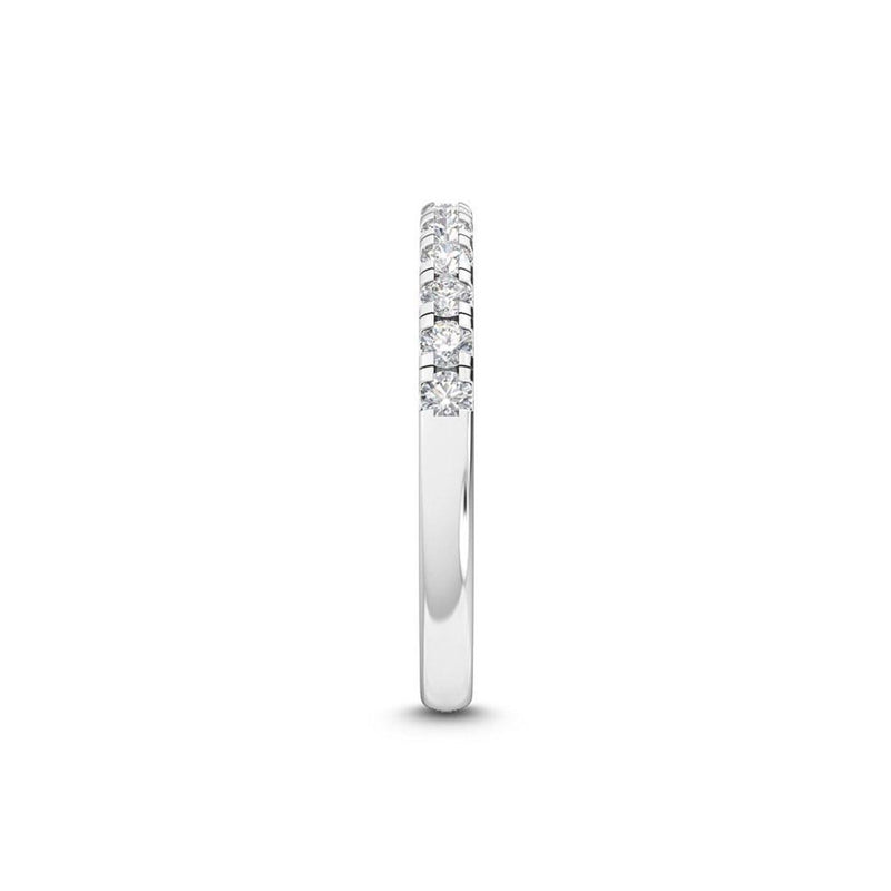 18K Solid Gold 0.32Ct Natural Diamond Half Eternity Band | 18K Gold Round Cut Stackable Wedding - Close Up | Riyanika Jewels