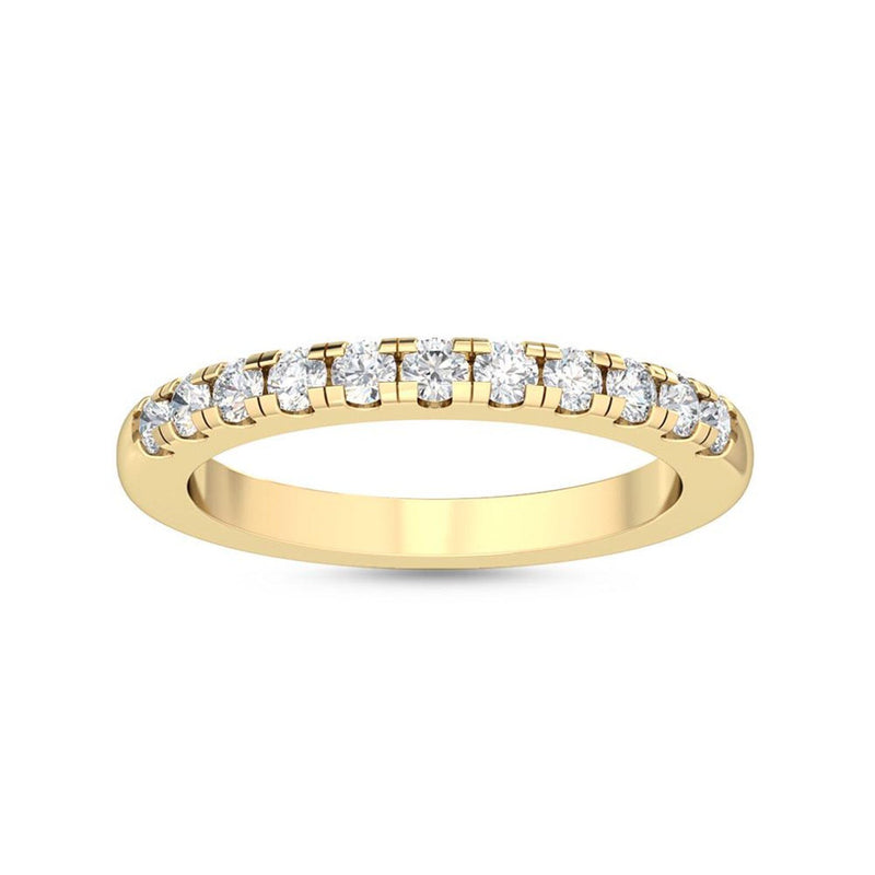 18K Solid Gold 0.32Ct Natural Diamond Half Eternity Band | 18K Gold Round Cut Stackable Wedding - Detail | Riyanika Jewels