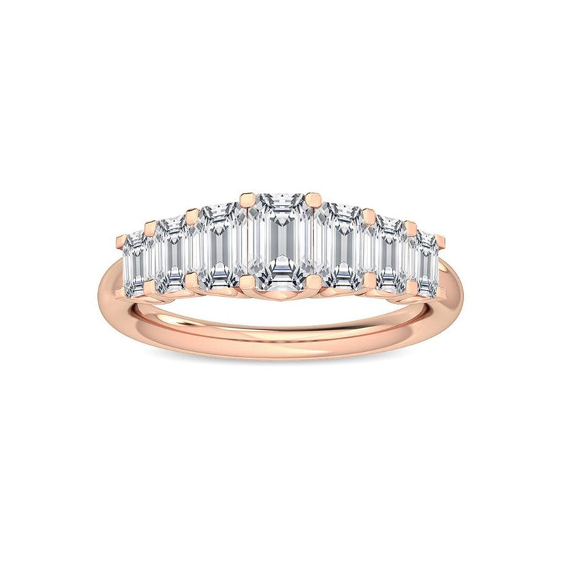 14K 1.7ct Natural Diamond Emerald Cut Wedding Band