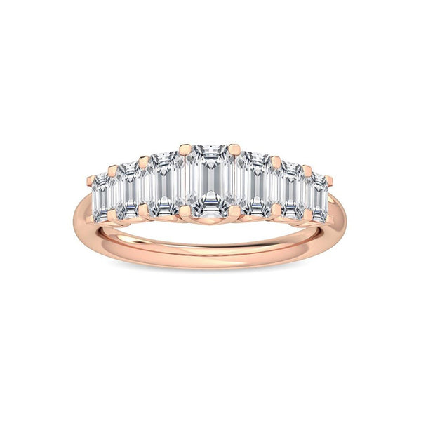 1.70Ct Emerald Cut Natural Diamond Wedding Band in 18K Solid Gold - Side View | Riyanika Jewels