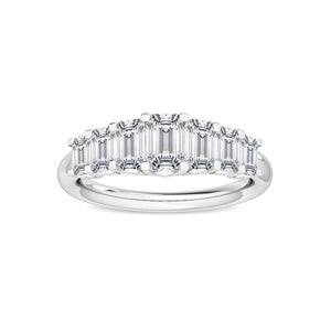 1.70Ct Emerald Cut Natural Diamond Wedding Band in 18K Solid Gold