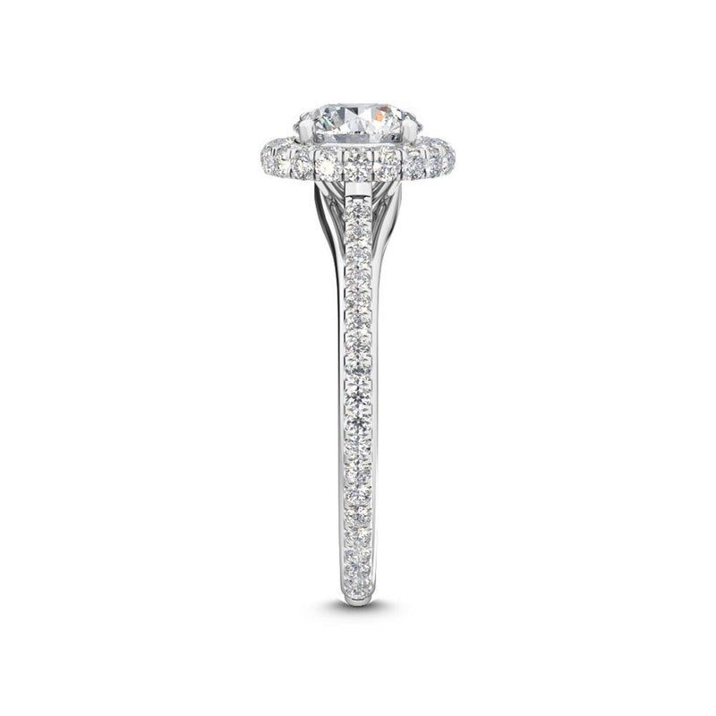 1.55 CTW Double Halo & Pavé Round Lab Grown Diamond Engagement Ring in 18K Solid Gol - View 6