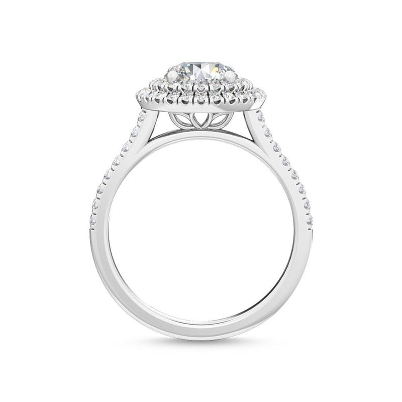 1.55 CTW Double Halo & Pavé Round Lab Grown Diamond Engagement Ring in 18K Solid Gol - Alternate Angle | Riyanika Jewels