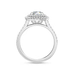 1.55 CTW Double Halo & Pavé Round Natural Diamond Engagement Ring in 18K Solid Gold - Alternate Angle | Riyanika Jewels