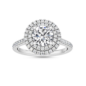 14K 1.5ct Natural Diamond Round Cut Halo Engagement Ring