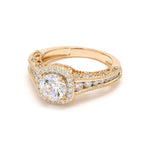 1.79 Carat Round Natural Diamond Halo Engagement Ring in 18K Solid Gold - Detail | Riyanika Jewels