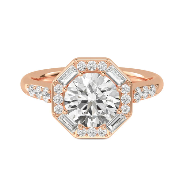 14K 1.96ct Lab Grown Diamond Round Cut Side Stone Engagement Ring