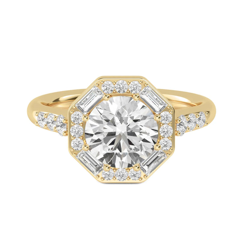 14K 1.96ct Lab Grown Diamond Round Cut Side Stone Engagement Ring