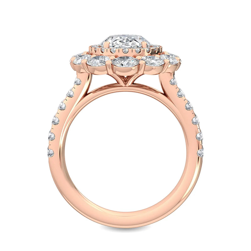 14K 3.94ct Lab Grown Diamond Oval Cut Halo Engagement Ring