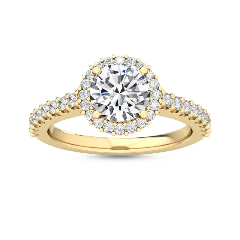 18K Solid Gold 1.47 Ct Round Brilliant Halo Natural Diamond Engagement Ring - Detail