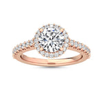 18K Solid Gold 1.47 Ct Round Brilliant Halo Natural Diamond Engagement Ring - Side View