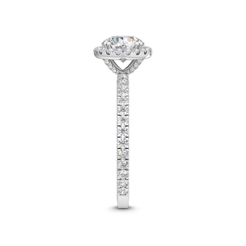 18K Solid Gold 1.58 Ct Round Cut Lab Grown Diamond Halo Engagement Ring - Alternate Angle