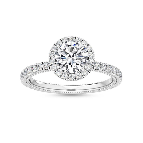 18K Solid Gold1.58 Ct Round Cut Natural Diamond Halo Engagement Ring