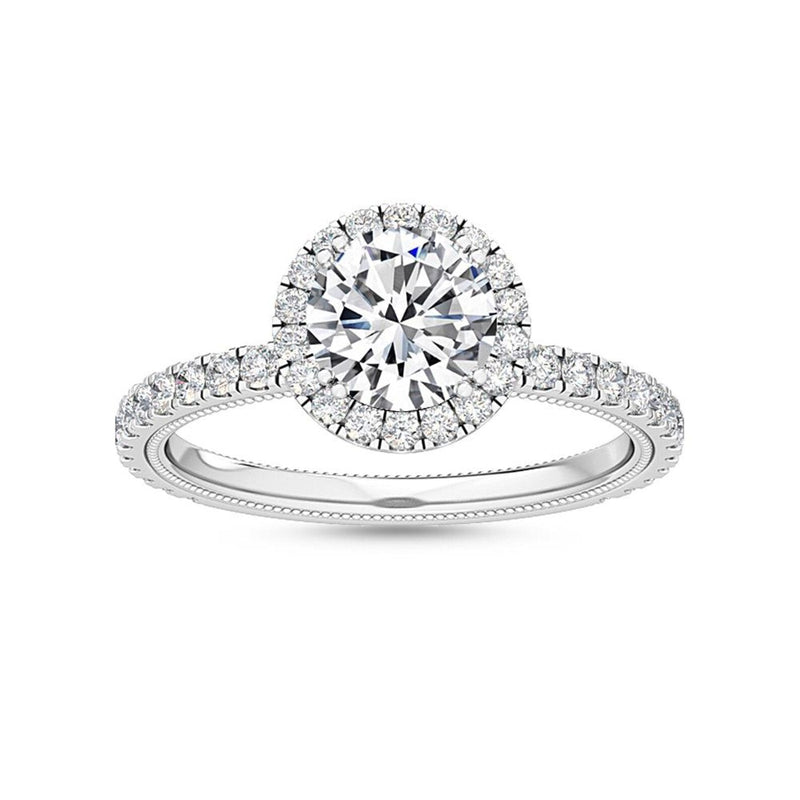 14K 1.5ct Natural Diamond Round Cut Halo Engagement Ring