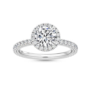 18K Solid Gold1.58 Ct Round Cut Natural Diamond Halo Engagement Ring