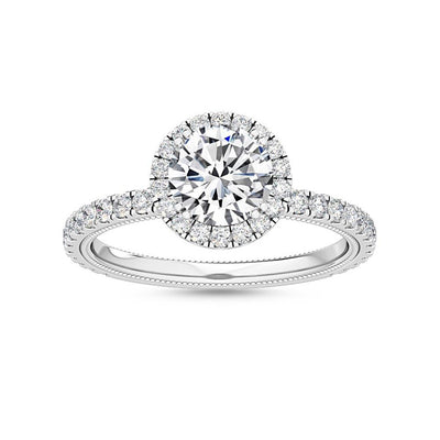 18K Solid Gold1.58 Ct Round Cut Natural Diamond Halo Engagement Ring