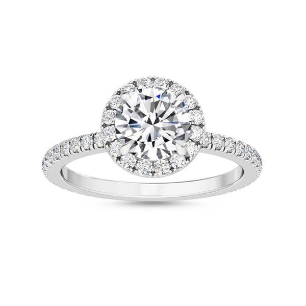 14K 1.5ct Natural Diamond Round Cut Halo Engagement Ring