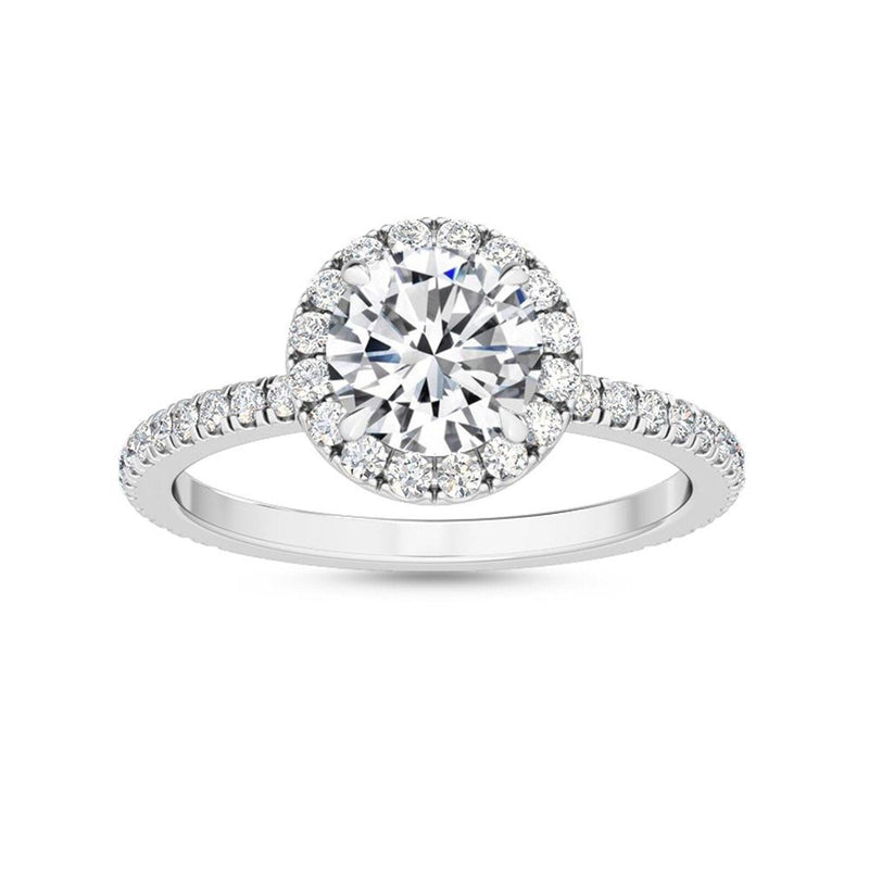 14K 1.54ct Lab Grown Diamond Round Cut Halo Engagement Ring