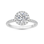 1.54 Carat Round Halo Pavé Natural Diamond Engagement Ring in 18K Gold
