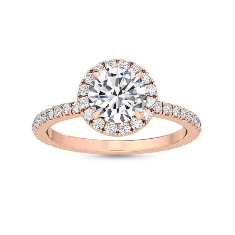 14K 1.5ct Natural Diamond Round Cut Halo Engagement Ring