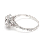 18K Solid Gold 1.42 CT Round Cut Double Halo Pave Lab Grown Diamond Engagement Ring - Detail