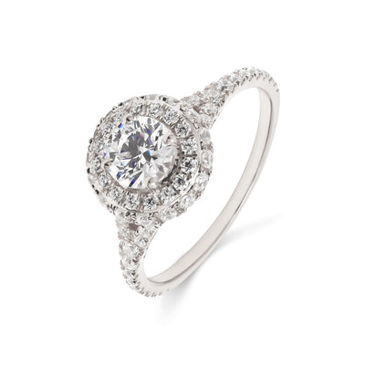 18K Solid Gold 1.42 CT Round Cut Double Halo Pave Natural Diamond Engagement Ring