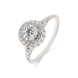 14K 1.5ct Natural Diamond Round Cut Halo Engagement Ring