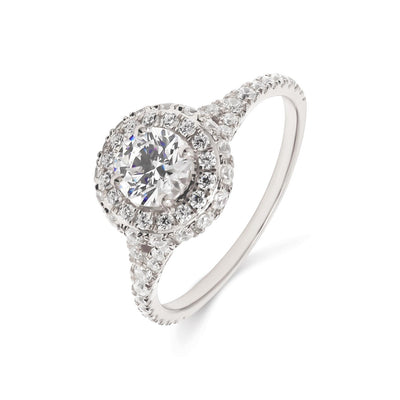14K 1.5ct Natural Diamond Round Cut Halo Engagement Ring