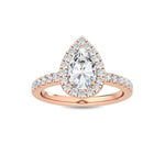 14K 1.44ct Lab Grown Diamond Pear Cut Halo Engagement Ring
