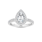 14K 1.44ct Lab Grown Diamond Pear Cut Halo Engagement Ring