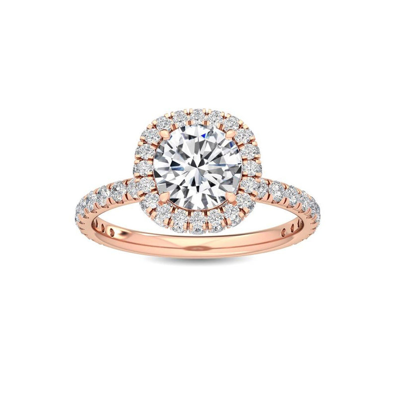 1.32 Ct Pavé Cathedral Setting Round Lab Grown Diamond Halo Engagement Ring in 18K Solid Gol