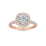 1.32 Ct Pavé Cathedral Setting Round Natural Diamond Halo Engagement Ring in 18K Solid Gold | Riyanika Jewels
