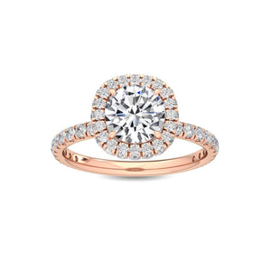 14K 1.5ct Natural Diamond Round Cut Halo Engagement Ring