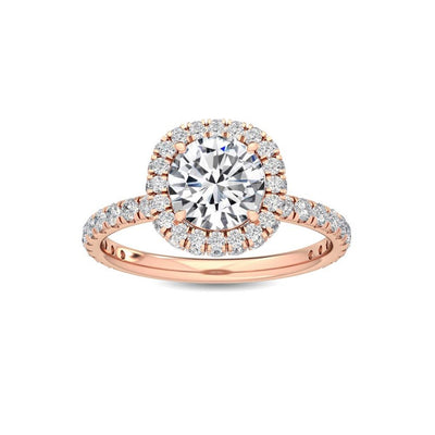 14K 1.5ct Natural Diamond Round Cut Halo Engagement Ring