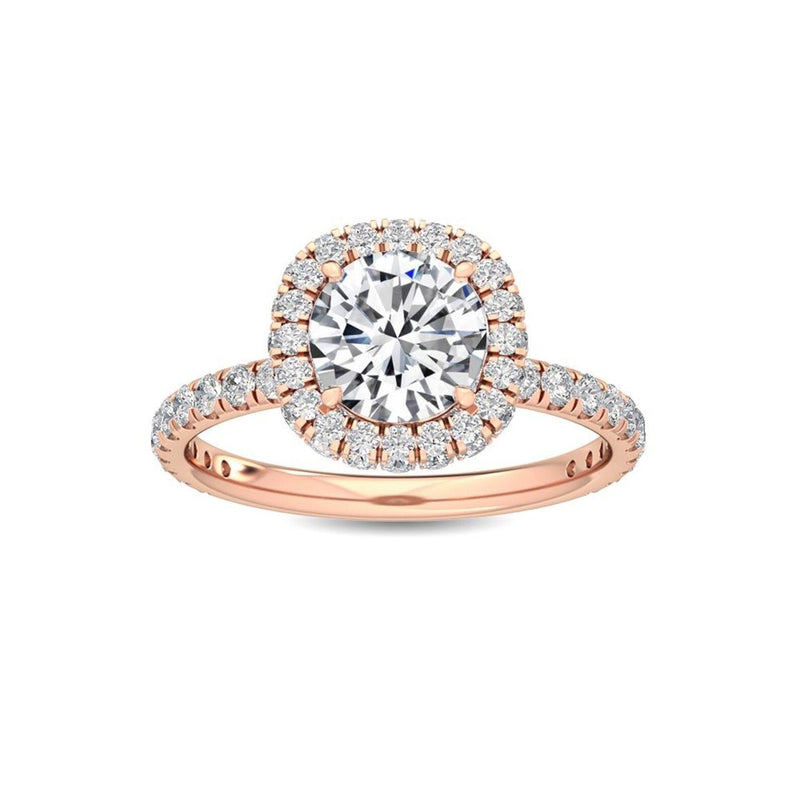 14K 1.5ct Natural Diamond Round Cut Halo Engagement Ring