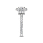 1.32 Ct Pavé Cathedral Setting Round Lab Grown Diamond Halo Engagement Ring in 18K Solid Gol - Close Up | Riyanika Jewels