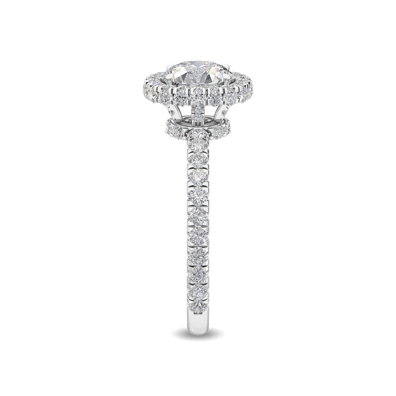 14K 1.5ct Natural Diamond Round Cut Halo Engagement Ring