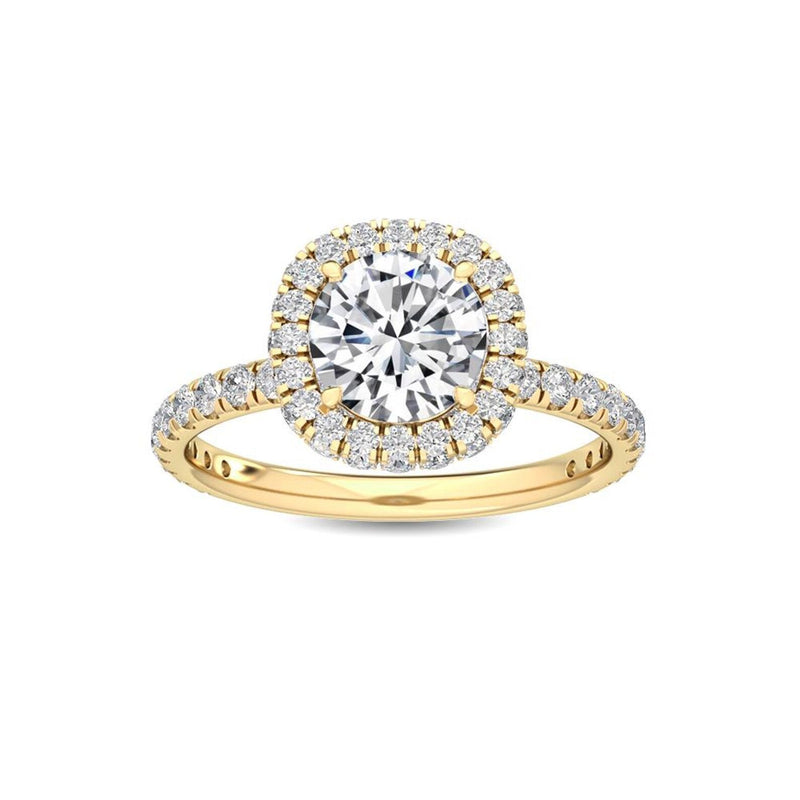 14K 1.32ct Lab Grown Diamond Round Cut Halo Engagement Ring