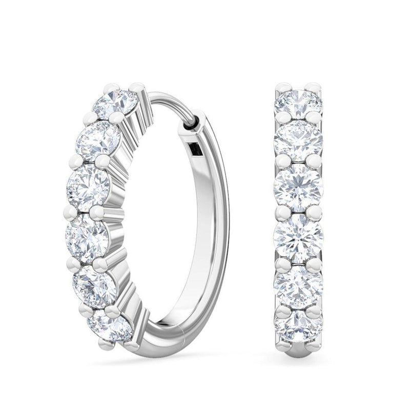 14K 0.48ct Natural Diamond Round Cut Hoop Earrings