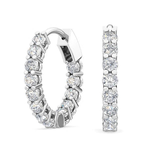 18K Solid Gold 0.66ct Natural Diamond Hoop Earrings