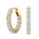 18K Solid Gold 0.66ct Lab Grown Diamond Hoop Earrings | 18K Gold Shared-Prong Eternity Hoops - Side View | Riyanika Jewels