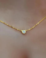 Petite Solitaire Natural Diamond Necklace | 18K Gold Minimalist Sparkling Necklace - Close Up