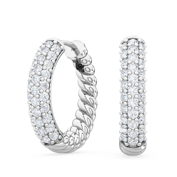 18K Solid Gold 0.41Ct Natural Diamond Hoop Earrings