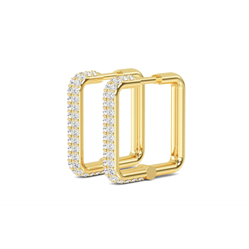 14K 0.67ct Natural Diamond Pave Hoop Earrings
