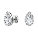 14K 1.18ct Natural Diamond Pear Cut Halo Earrings