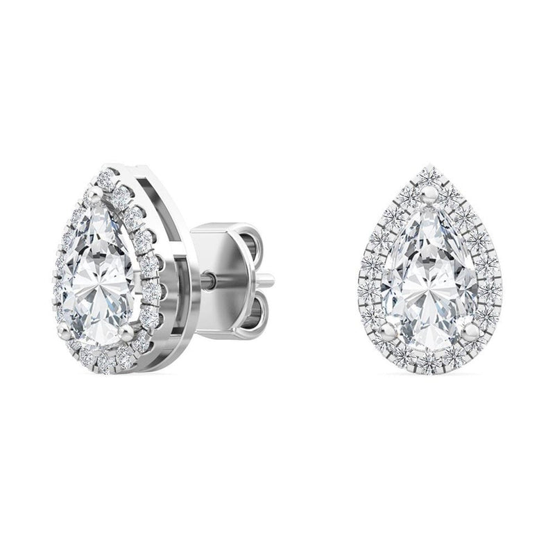 14K 1.18ct Natural Diamond Pear Cut Halo Earrings