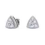 18K Solid Gold 2.13Ct Trillion Cut Natural Diamond Halo Stud Earrings