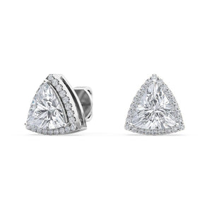 14K 2.13ct Lab Grown Diamond Trillion Cut Halo Stud Earrings