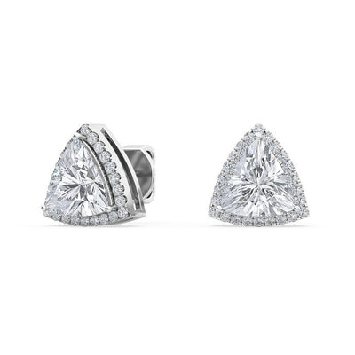 14K 2.13ct Lab Grown Diamond Trillion Cut Halo Stud Earrings